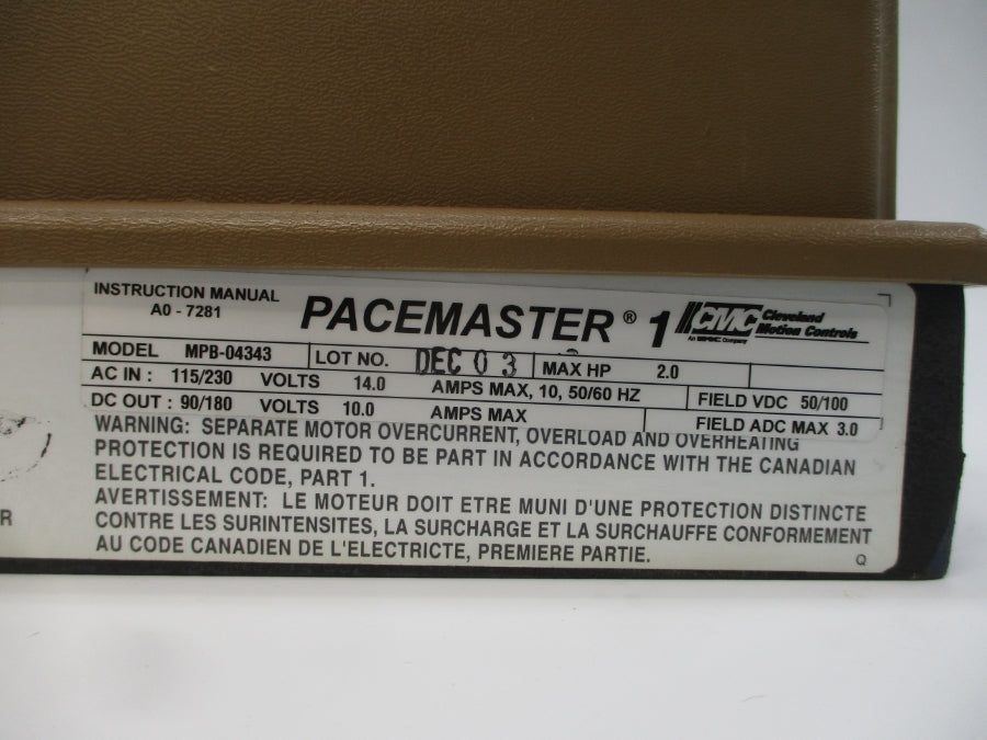 CLEVELAND MOTION CONTROLS MPB-04343 115/230VAC 14.0A UNMP
