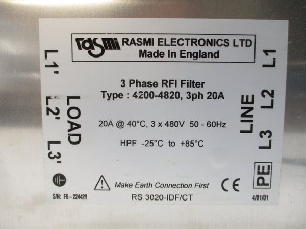 RASMI ELECTRONICS 4200-4820 480V 20A UNMP