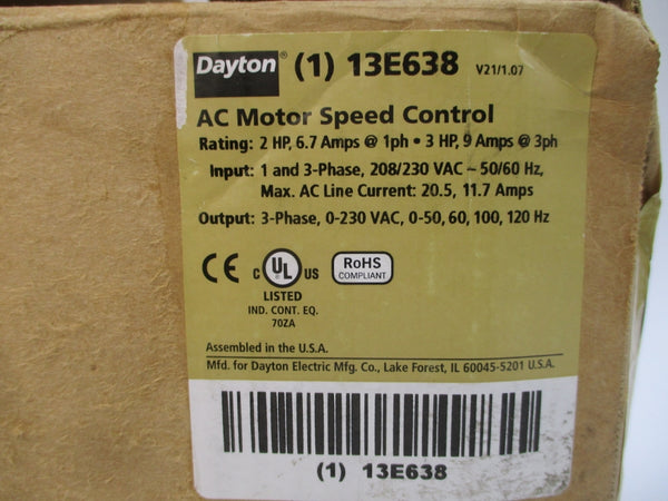 DAYTON 13E638 208/230VAC 20.5/11.7A NSMP