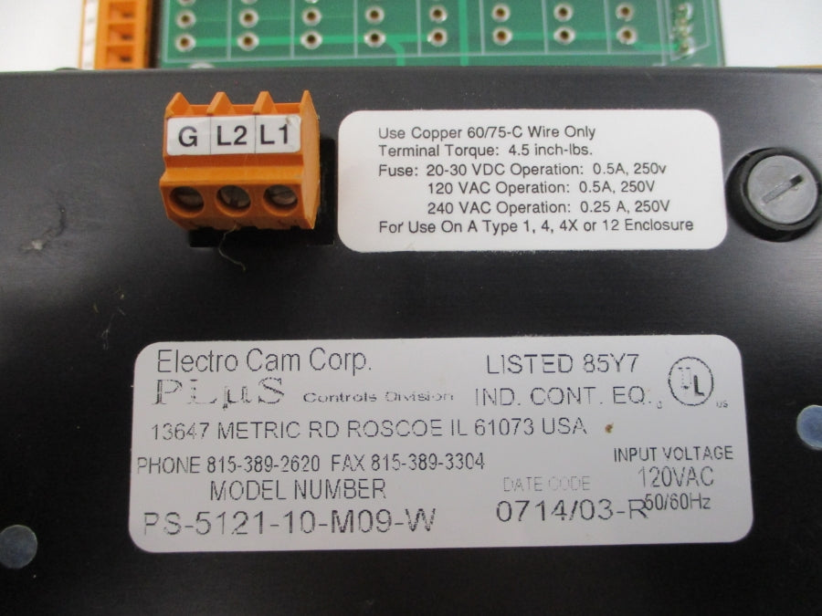 ELECTRO CAM PS-5121-10-M09-W 120VAC 0.5A NSMP