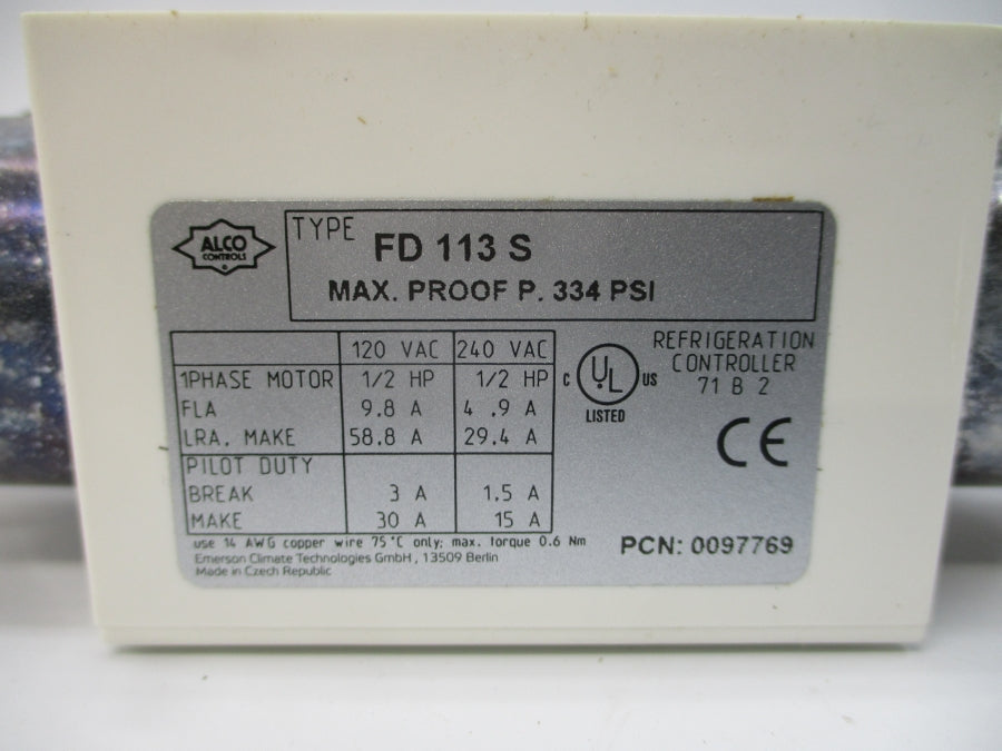 ALCO CONTROLS FD113S 120/240VAC 9.8/4.9A 334PSI NSMP