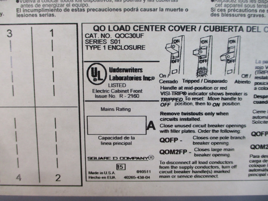 SQUARE D QOC30UF SER. S01 NSNP