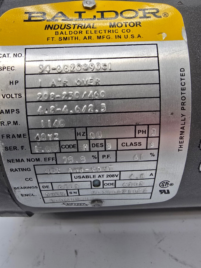 BALDOR 34-6620W99C1 208-230/460V 4.8-4.6/2.3A NSNP