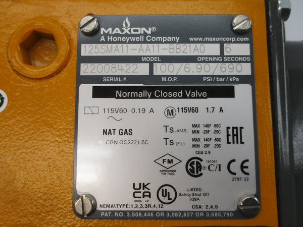 MAXON 125SMA11-AA11-BB21A0 115V 0.19/1.7A 6.90PSI, 6S NSNP