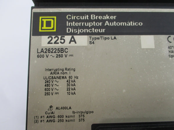 SQUARE D LA26225BC SER. 4 600V 225A UNMP