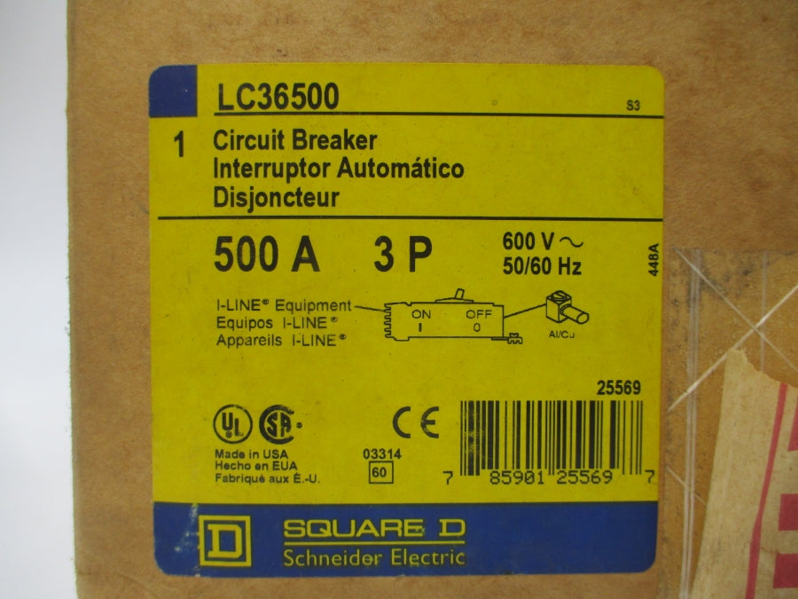 SQUARE D LC36500 SER. 3 600V 500A NSFS