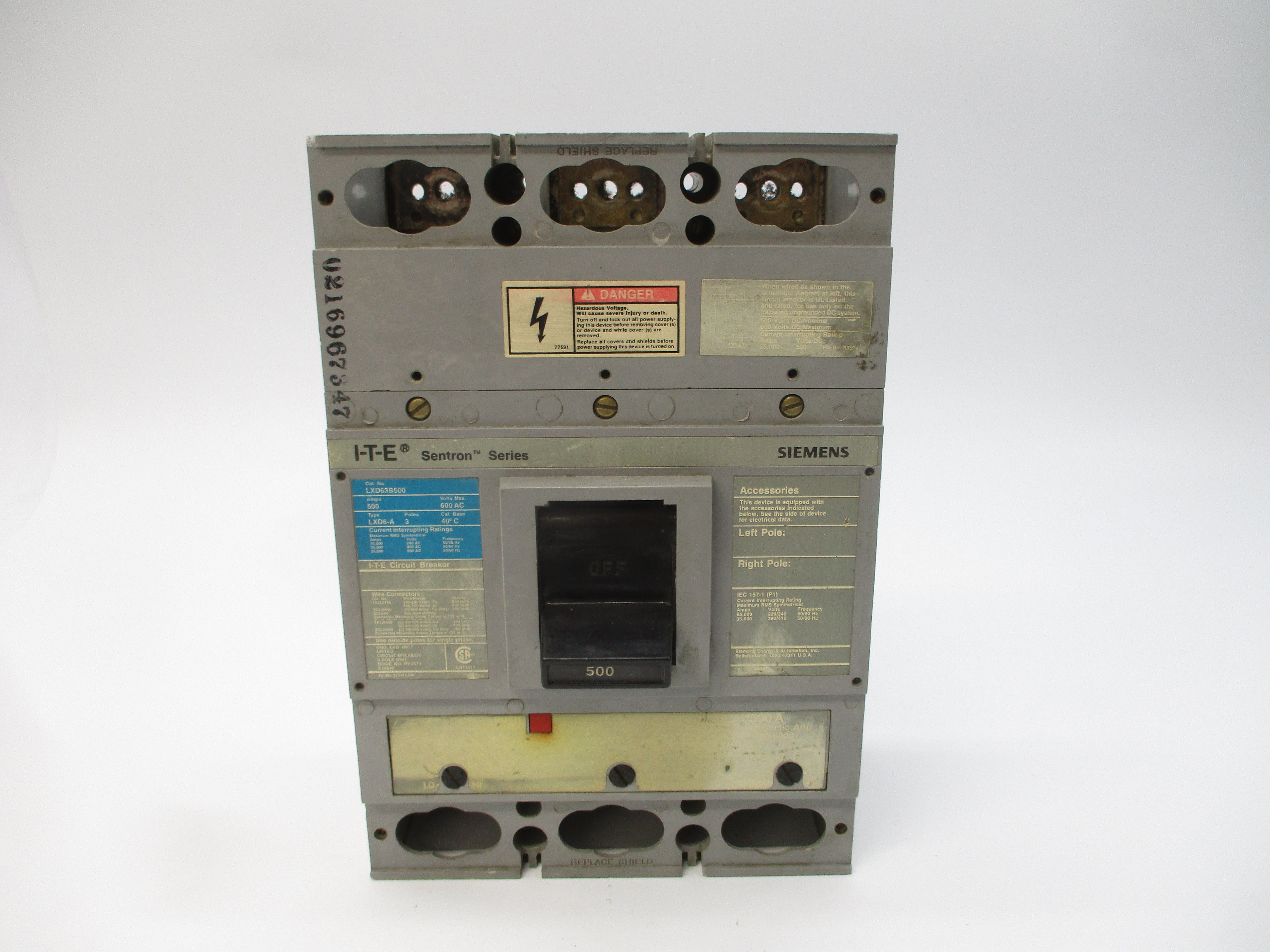 SIEMENS LXD63B500 600VAC 500A UNMP