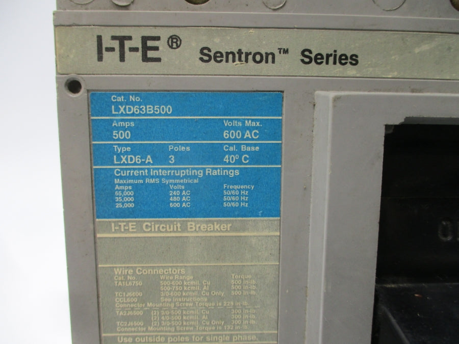 SIEMENS LXD63B500 600VAC 500A UNMP