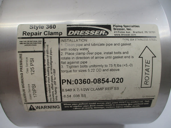 DRESSER 0360-0854-020 125-170PSI NSMP