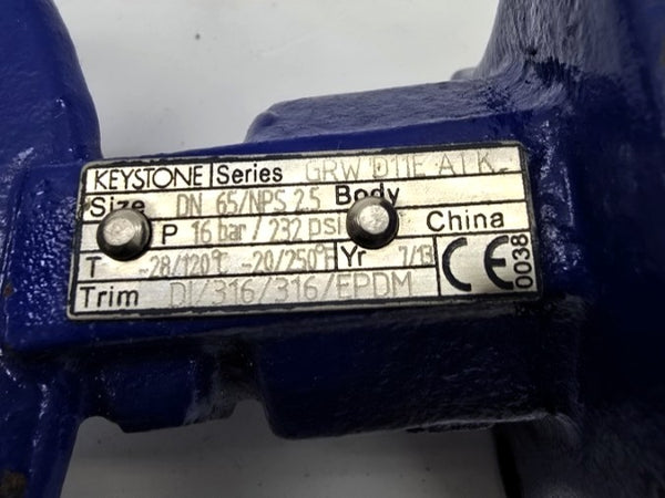 KEYSTONE GRWD11EA1K DN65/NPS2.5 232PSI 2-1/2" UNMP