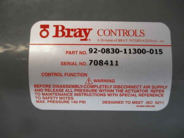 BRAY CONTROLS 92-0830-11300-015 SER. 92 140PSI NSMP