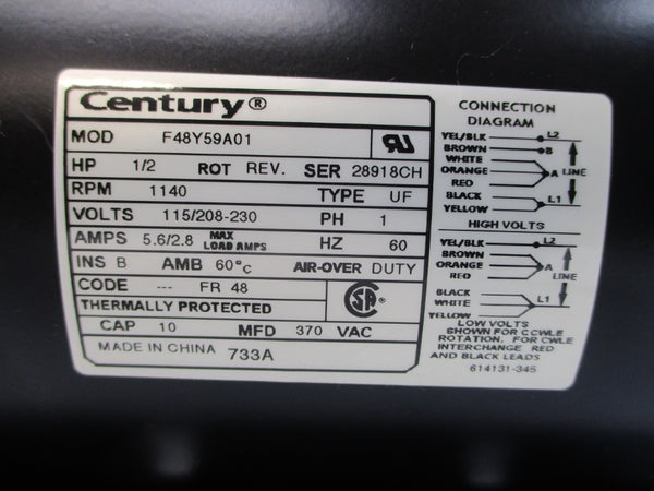 CENTURY 733A 4HCH7 115/208-230V 5.6/2.8A NSMP