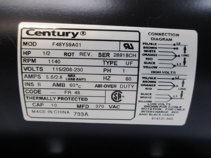 CENTURY 733A 4HCH7 115/208-230V 5.6/2.8A NSMP