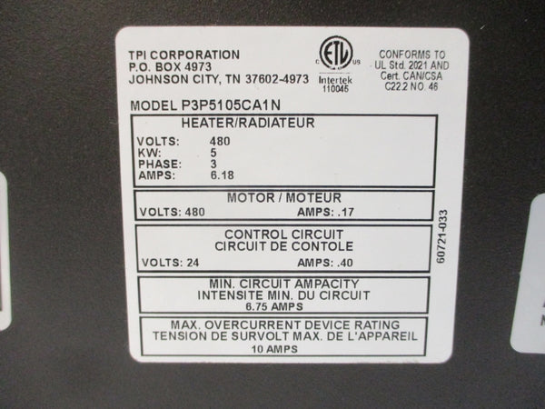 TPI P3P5105CA1N 06451802 480V 6.18A NSMP