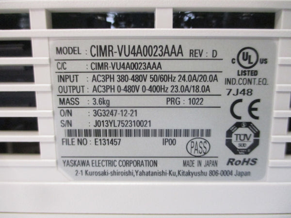 YASKAWA CIMR-VU4A0023AAA 380-480VAC 24.0/20.0A REV. D NSMP