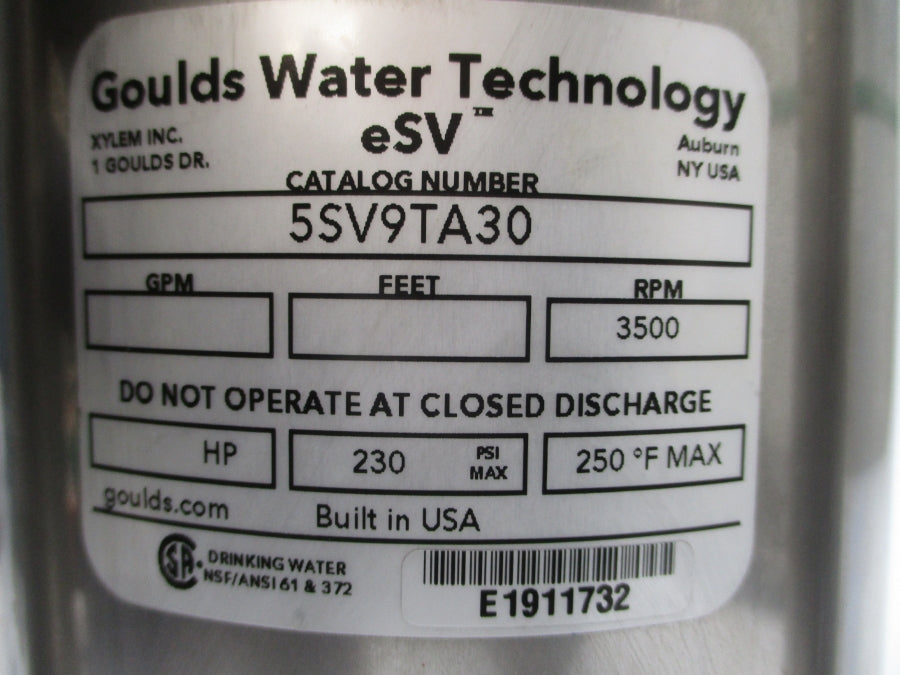 GOULDS 5SV9TA30 230PSI UNMP