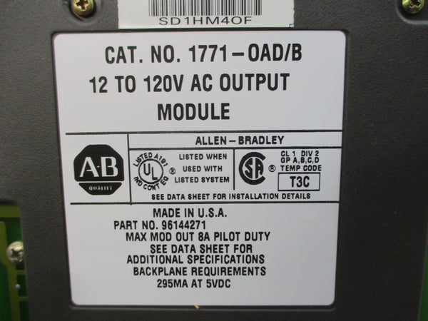 ALLEN BRADLEY 1771-OAD SER. B 12-120VAC 8A REV. A01 NSMP