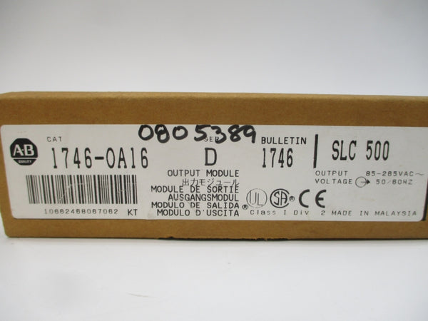 ALLEN BRADLEY 1746-OA16 SER. D 85-265VAC 0.25A NSMP
