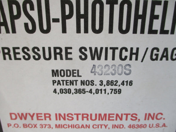 DWYER 43230S 120/240VAC 10A 500PSI NSMP