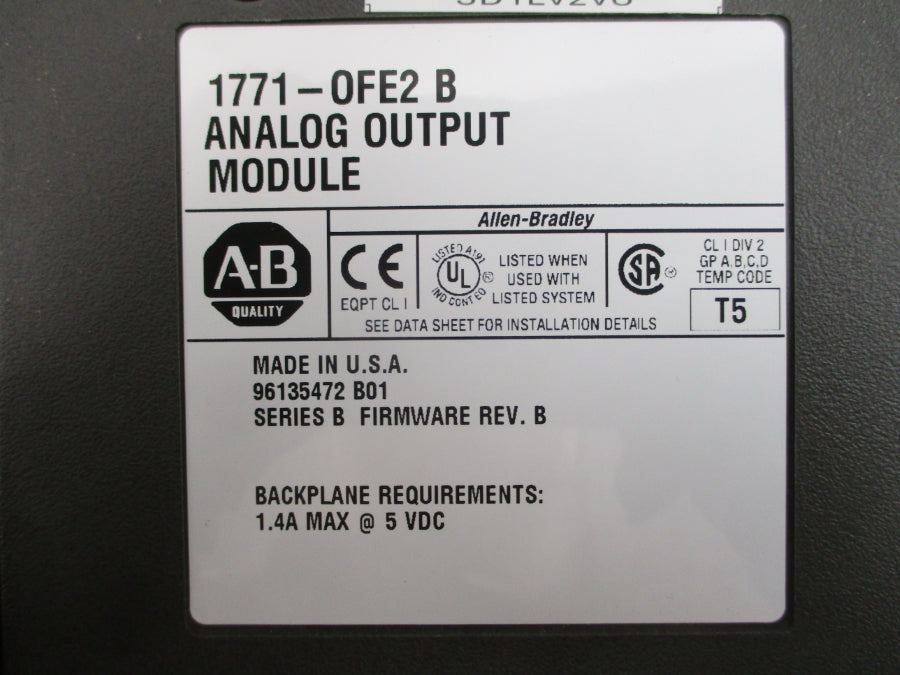 ALLEN BRADLEY 1771-OFE2 SER. B 5VDC 1.4A REV. B NSMP