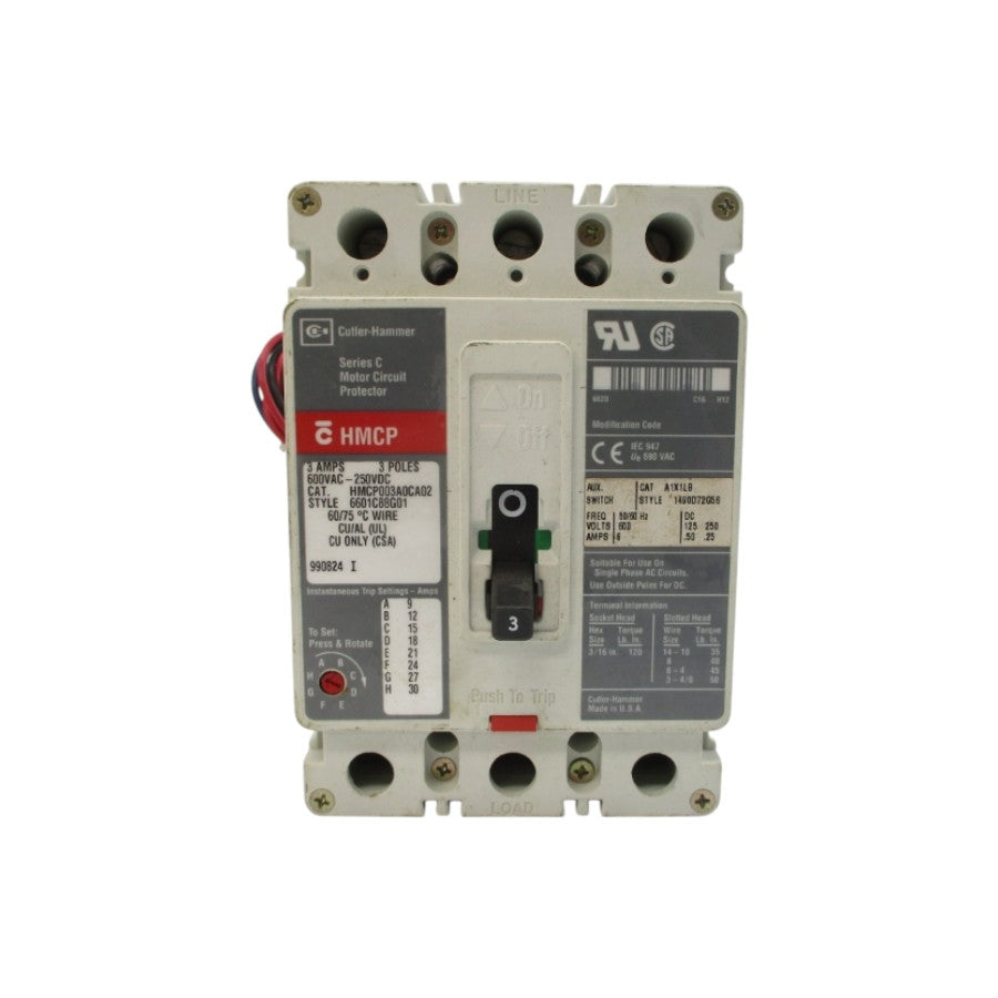 CUTLER HAMMER HMCP003A0CA02 6601C88G01 SER. C 600VAC 3A UNMP