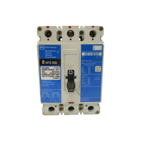CUTLER HAMMER HFD3100L 6639C98G96 SER. C 600VAC 100A UNMP