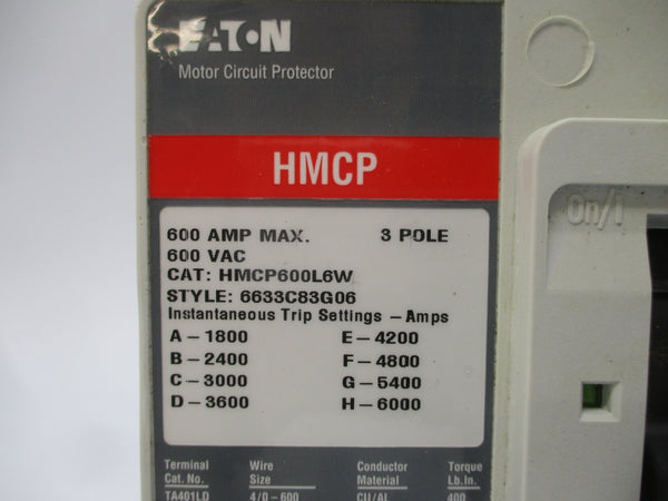 EATON HMCP600L6W 6633C83G06 600VAC 600A NSNP