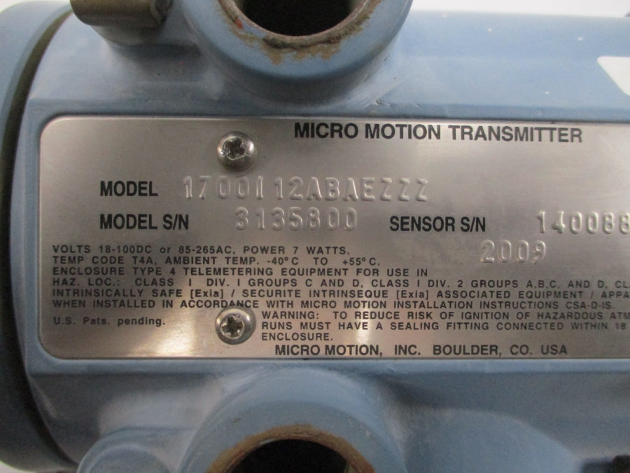 MICRO MOTION 1700I12ABAEZZZ 85-265VAC UNMP