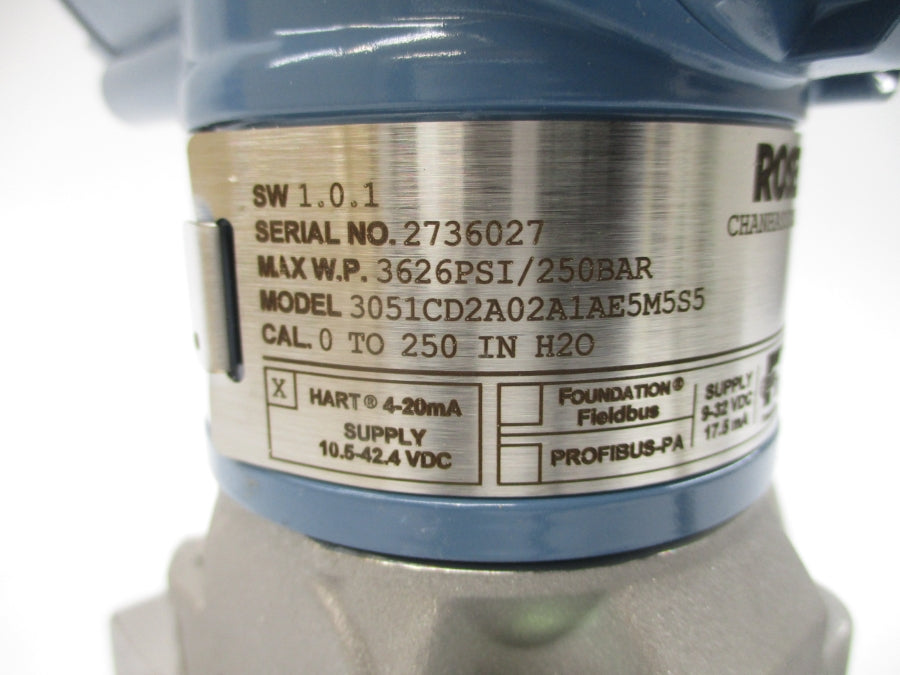 ROSEMOUNT 3051CD2A02A1AE5M5S5 10.5-42.4VDC 3626PSI NSMP