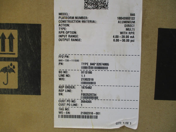 FISHER 846 846-738-111590 12VDC 6-30PSI NSMP