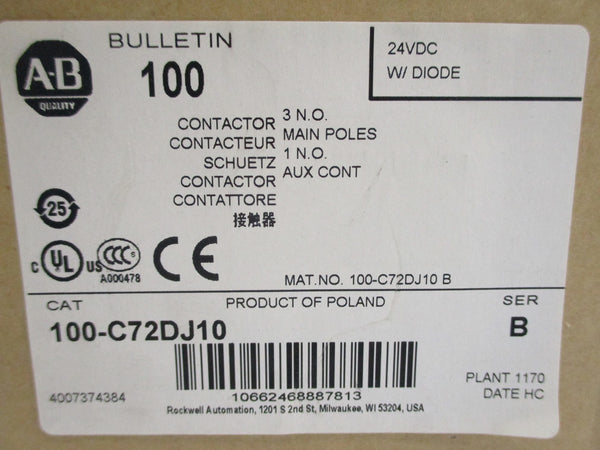 ALLEN BRADLEY 100-C72DJ10 SER. B 24VDC (BR/WH) NSMP