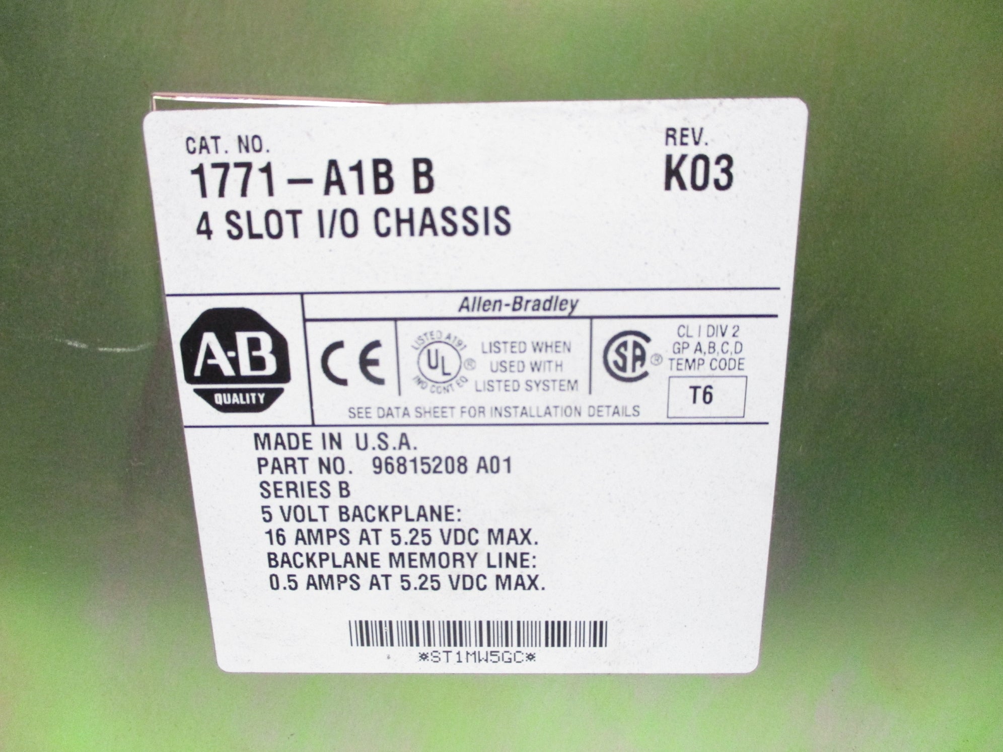 ALLEN BRADLEY 1771-A1B SER. B 5.25VDC 16A UNMP