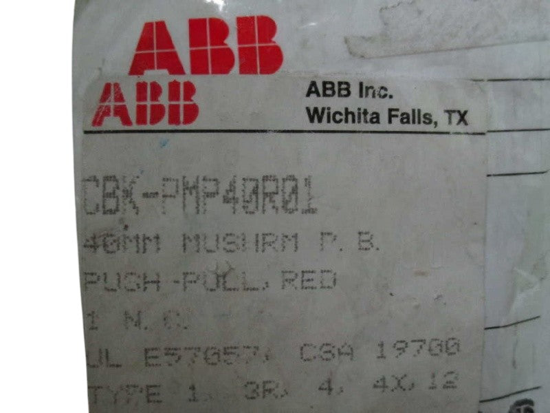 ABB INCORPORATED CBK-PMP40R01 RED PUSH-PULL 40mm MUSHROOM SWITCH  NSNP