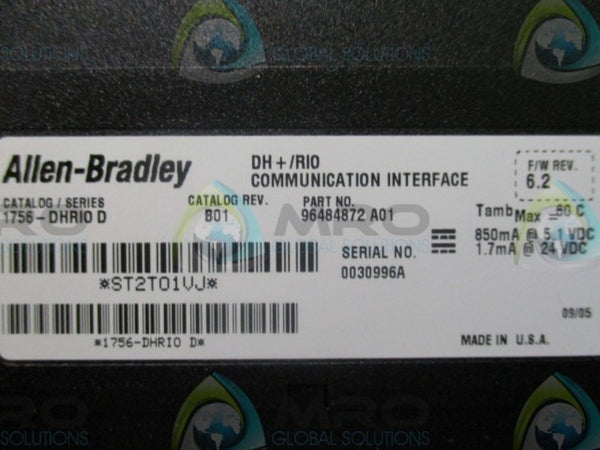 ALLEN BRADLEY 1756DHRIO SER.D F/W REV.6.2 CONTROL LOGIX  NSMP