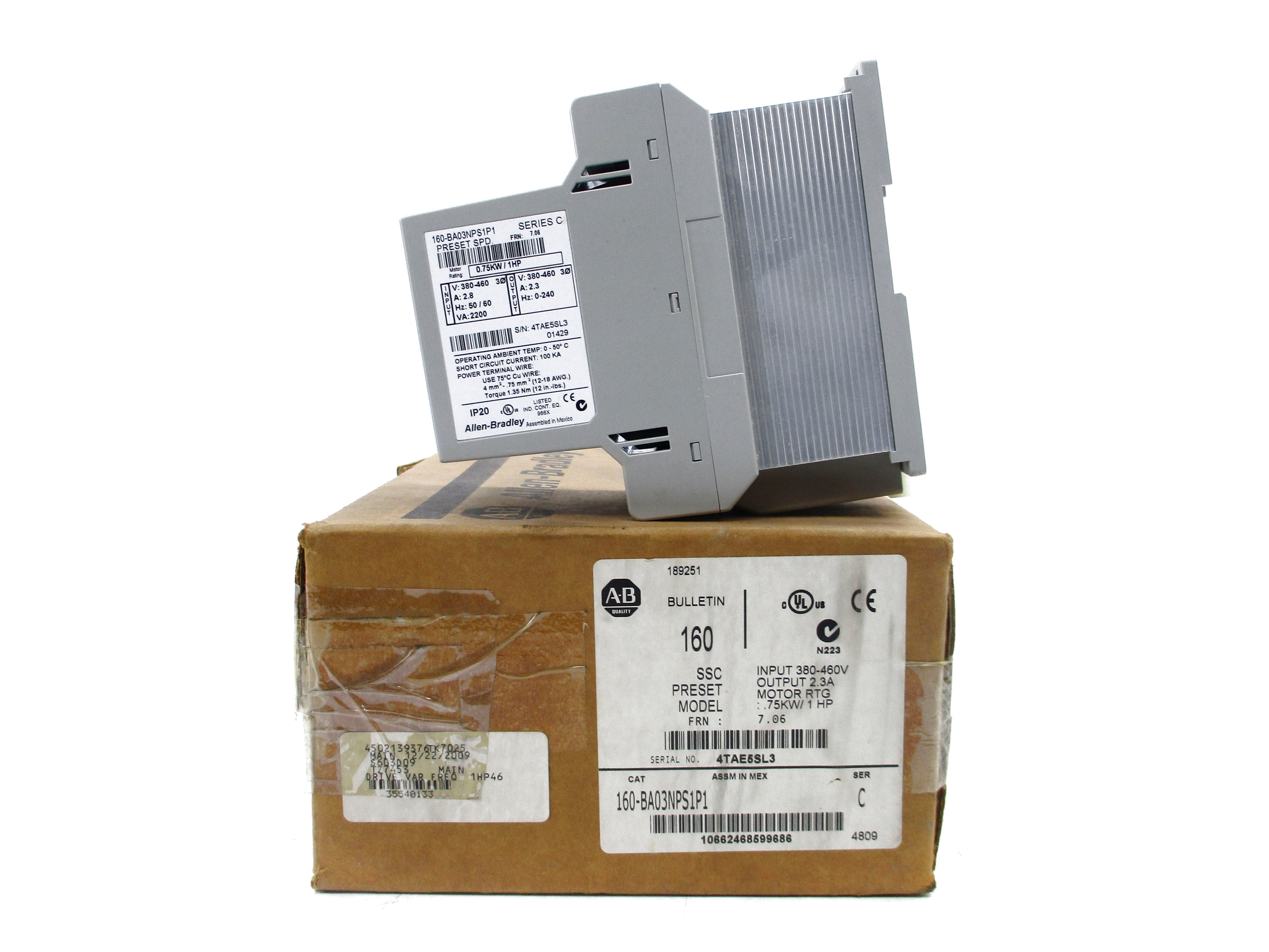 ALLEN BRADLEY 160-BA03NPS1P1 SER. C F/W 7.06 (BR/WH) NSMP