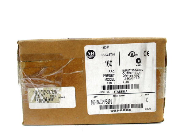ALLEN BRADLEY 160-BA03NPS1P1 SER. C F/W 7.06 (BR/WH) NSMP