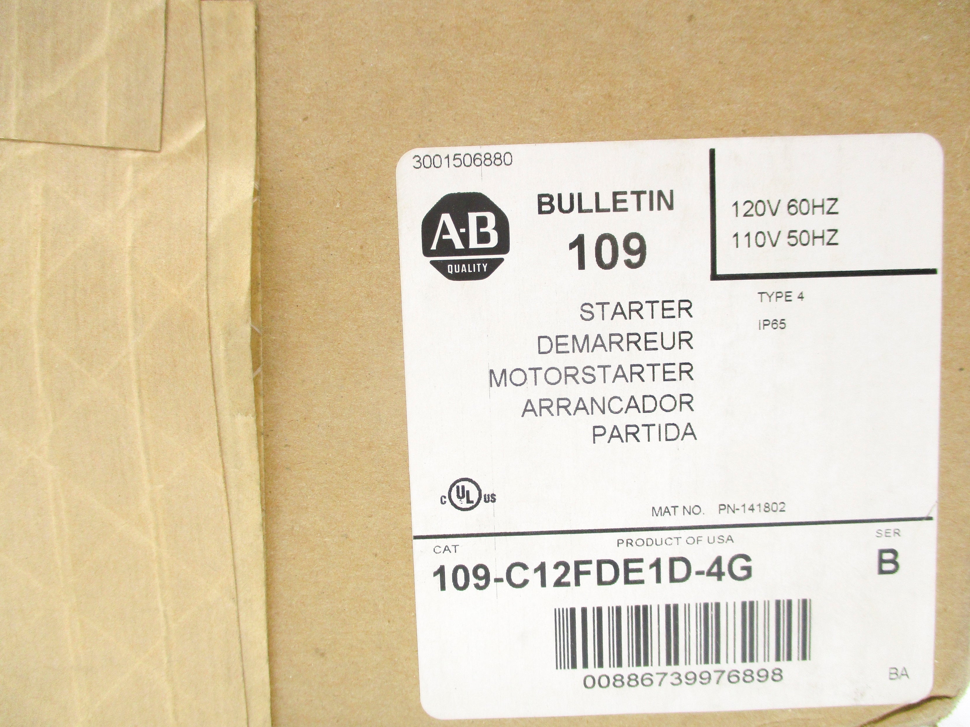 ALLEN BRADLEY 109-C12FDE1D-4G SER. B (BR/WH) NSFS
