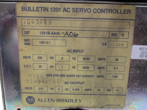 ALLEN BRADLEY 1391B-AA45-A06 SER. B  UNMP