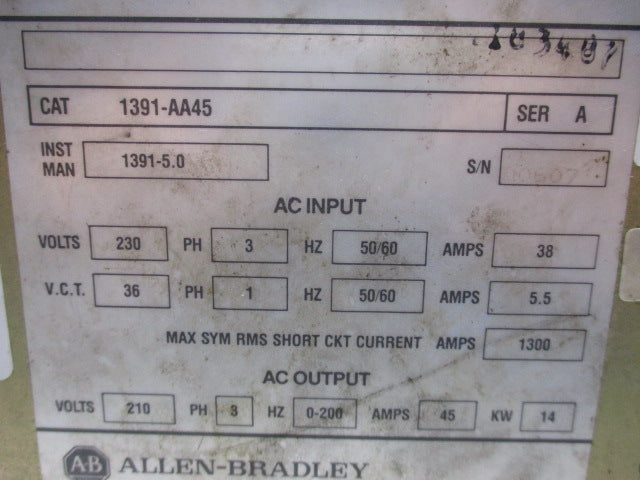 ALLEN BRADLEY 1391-AA45 SER.A  UNMP