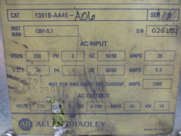 ALLEN BRADLEY 1391B-AA45-A06 SER. B  UNMP