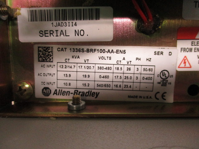 ALLEN BRADLEY 1336S-BRF100-AA-EN5 SER.D F/WARE 5.01   NSMP