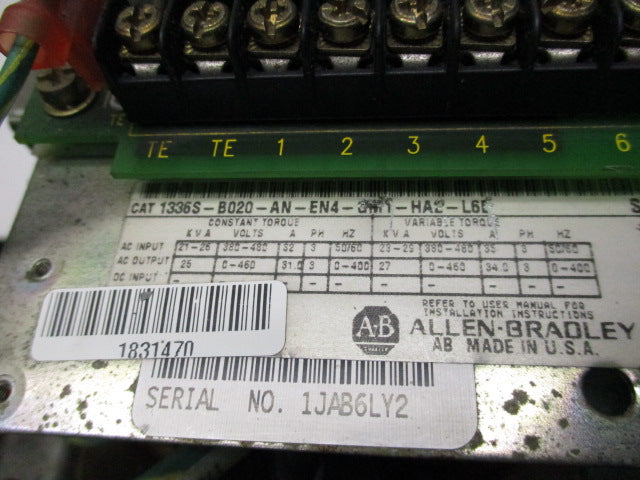 ALLEN BRADLEY 1336S-B020-AN-EV4-GM1-HA2-L6D SER. D  UNMP