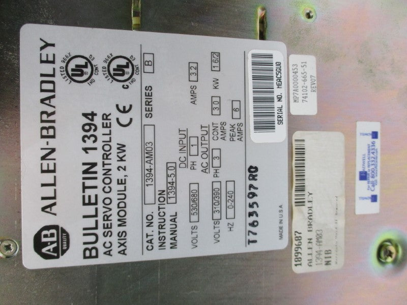 ALLEN BRADLEY 1394-AM03 SER. B 530/680V 3.2A UNMP