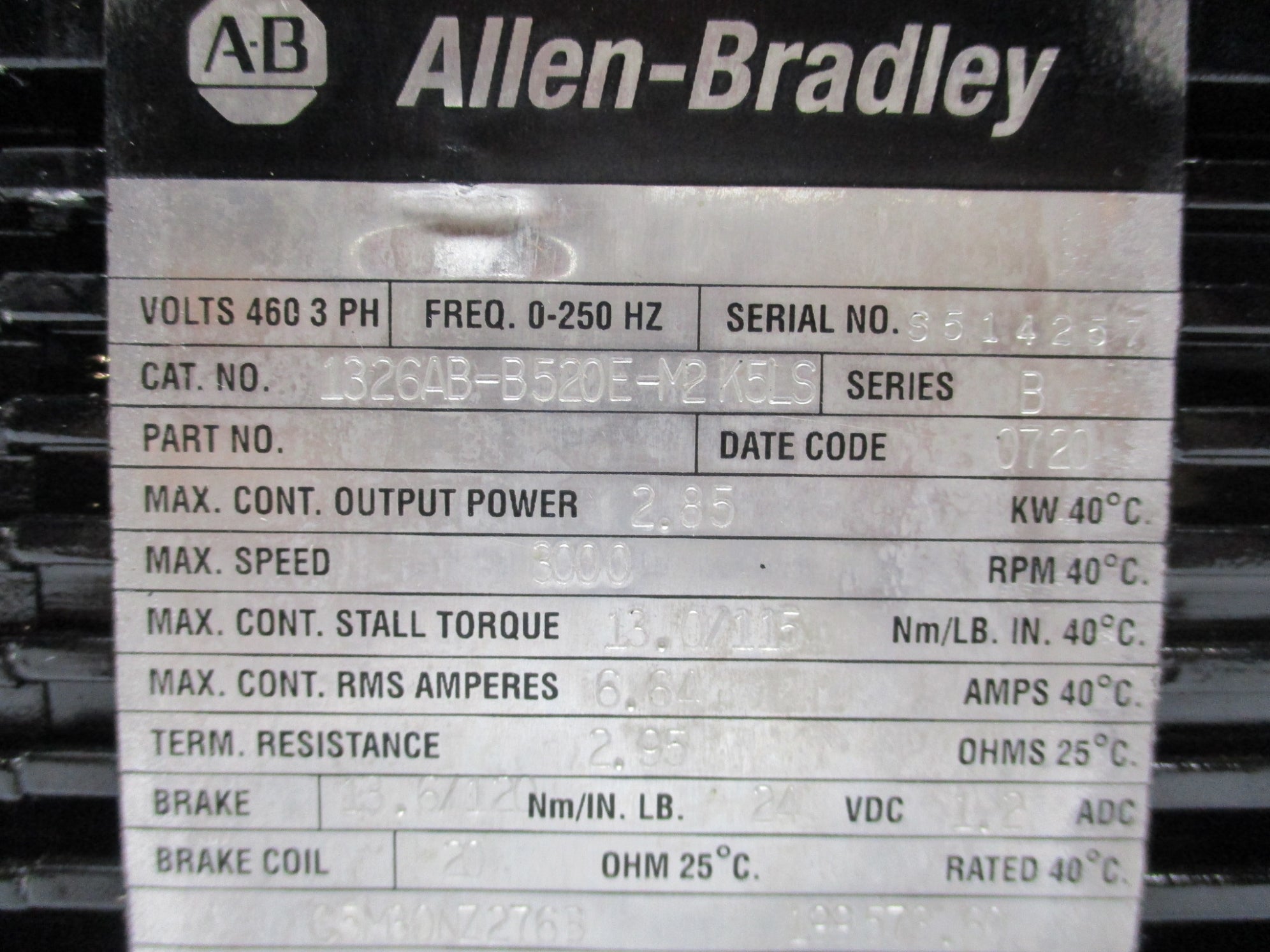 ALLEN BRADLEY 1326AB-B520E-M2K5LS SER. B NSNP
