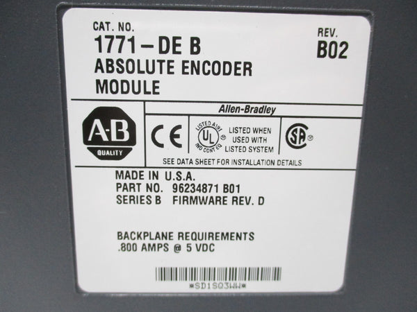 ALLEN BRADLEY 1771-DE SER. B F/W. D REV. B02 NSNP