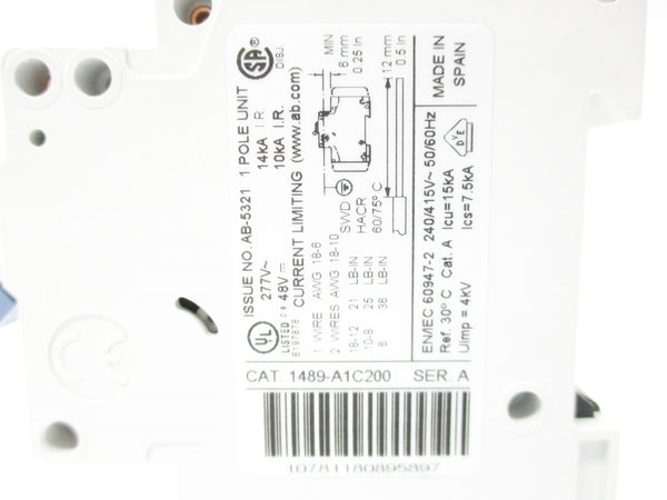 ALLEN BRADLEY 1489-A1C200 SER. A 277VAC 20A (WH) NSMP