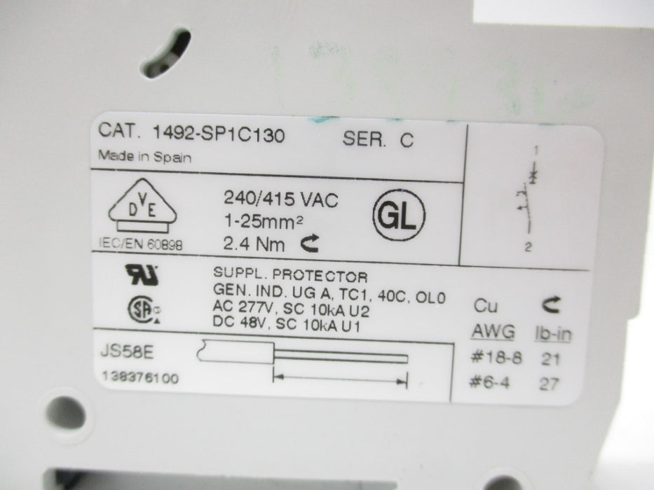 ALLEN BRADLEY 1492-SP1C130 SER. C 13A 48V NSNP