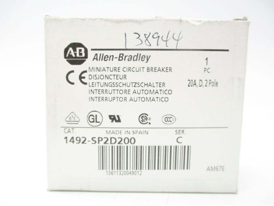 ALLEN BRADLEY 1492-SP2D200 SER. C 415VAC 20A NSMP