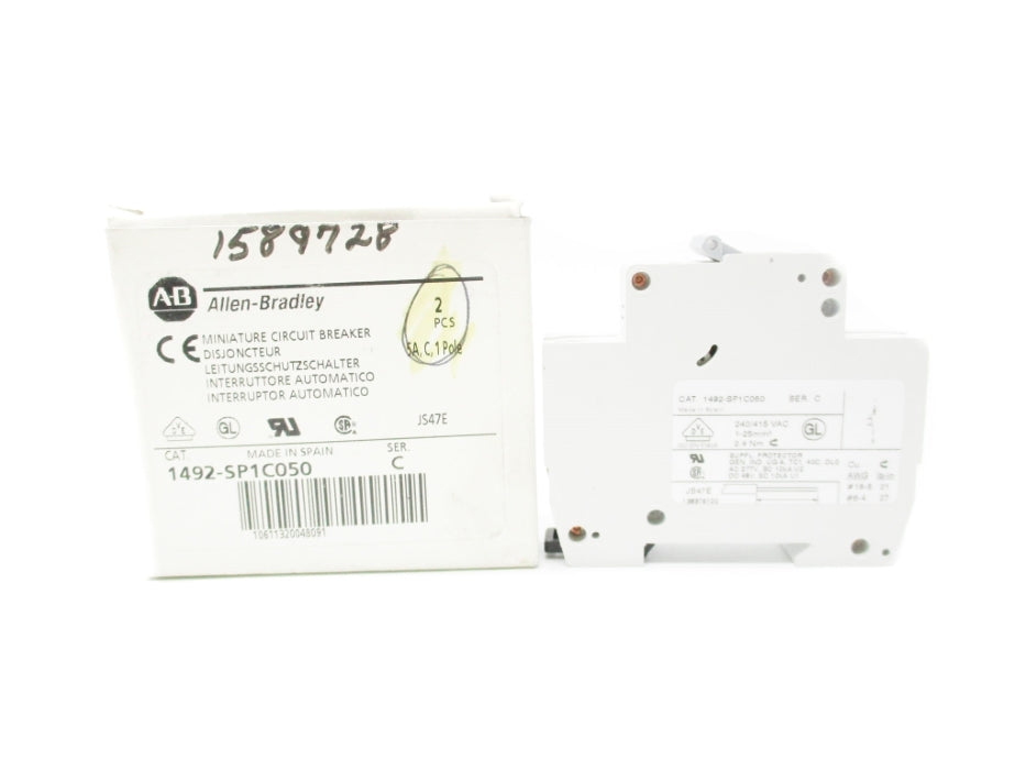 ALLEN BRADLEY 1492-SP1C050 SER. C 240/415VAC 5A (PKG OF 2) NSMP