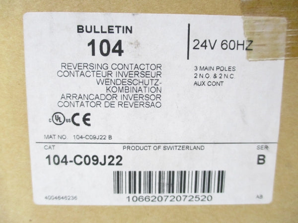 ALLEN BRADLEY 104-C09J22 SER. B 24V (BR/WH) NSMP